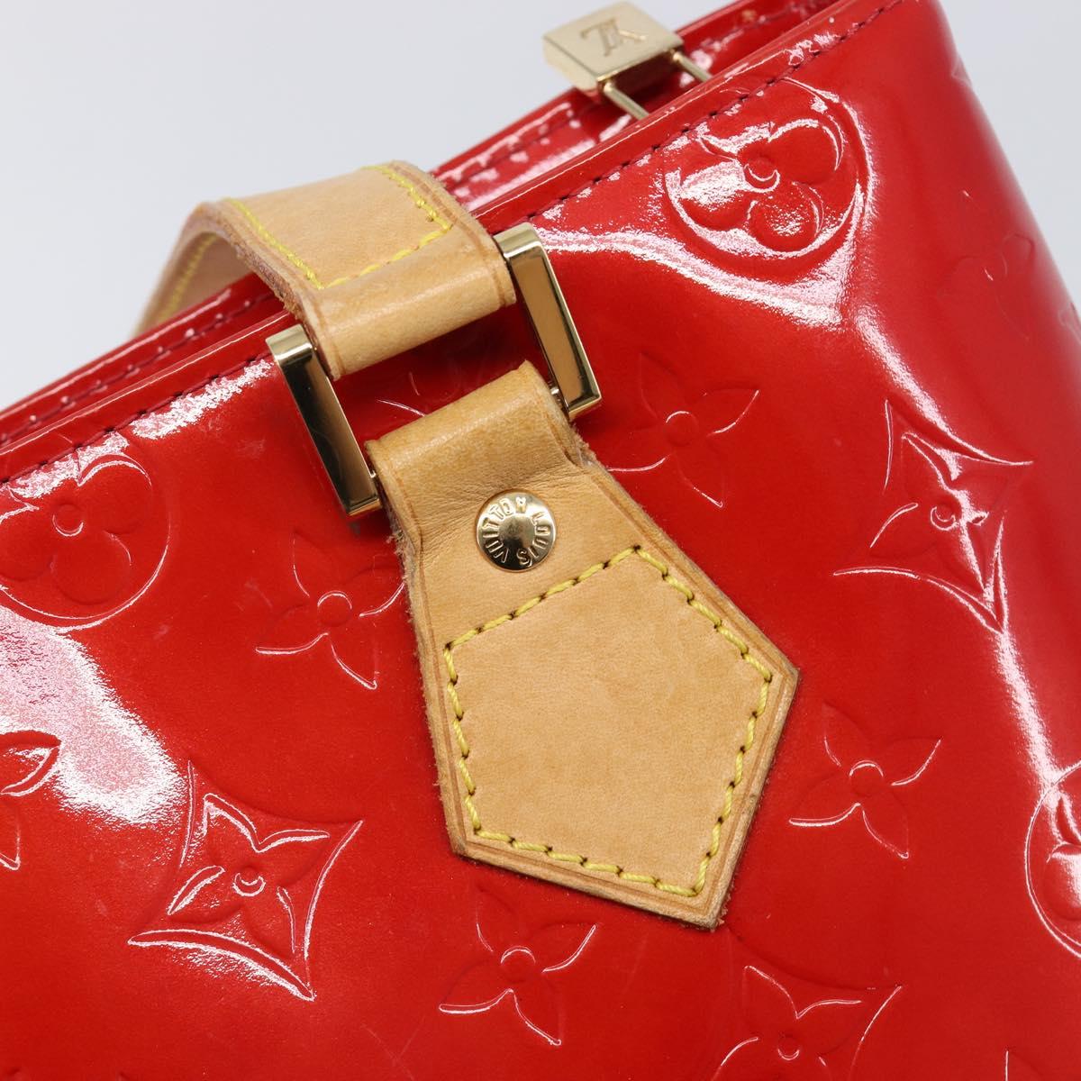 LOUIS VUITTON Monogram Vernis Houston Hand Bag Red M91092 LV Auth BA17021