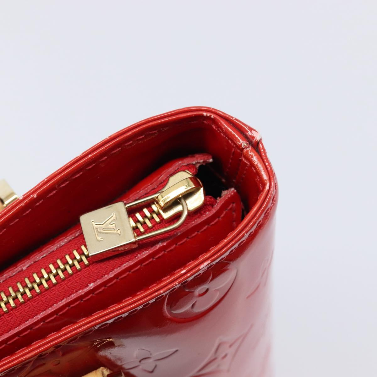 LOUIS VUITTON Monogram Vernis Houston Hand Bag Red M91092 LV Auth BA17021