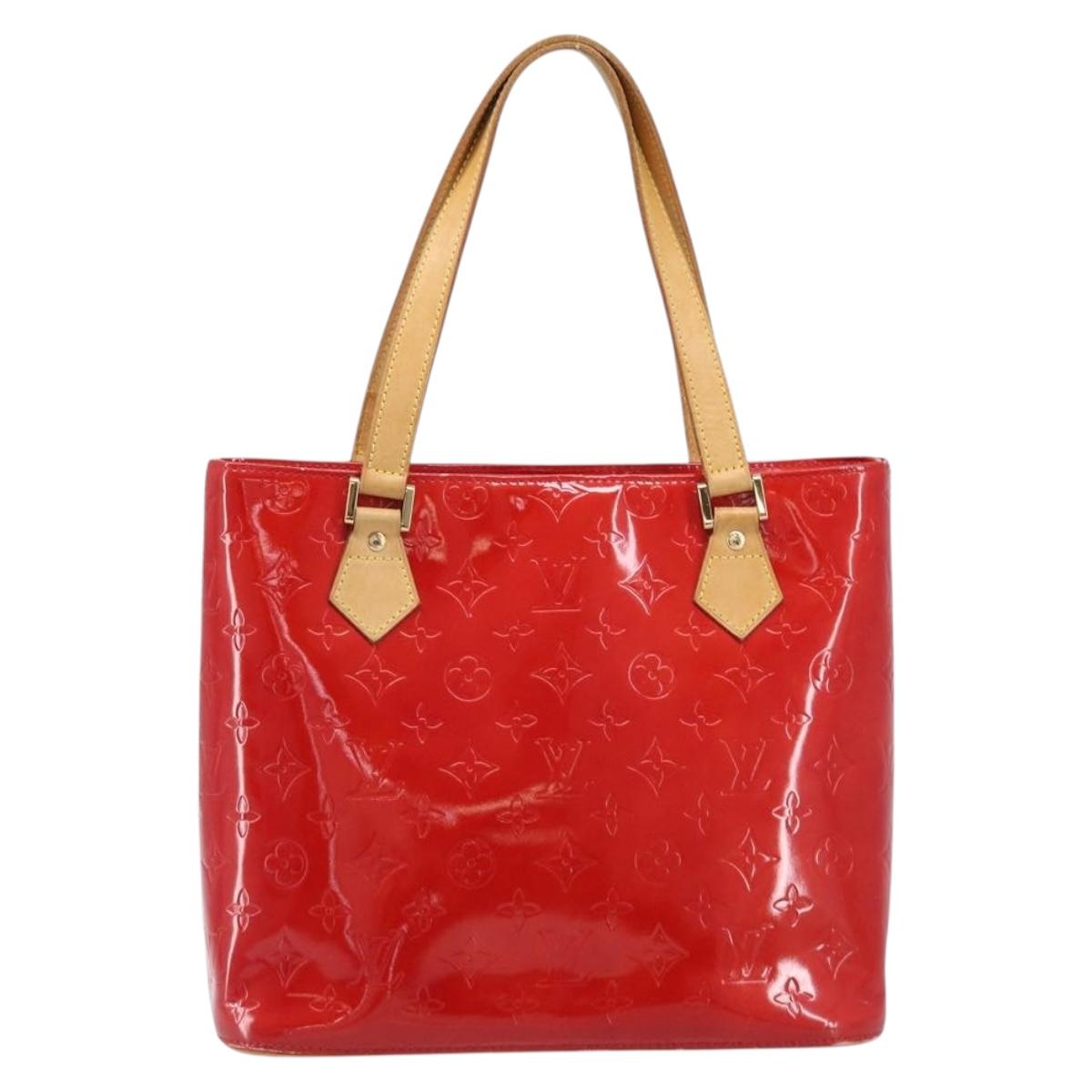 LOUIS VUITTON Monogram Vernis Houston Hand Bag Red M91092 LV Auth BA17021