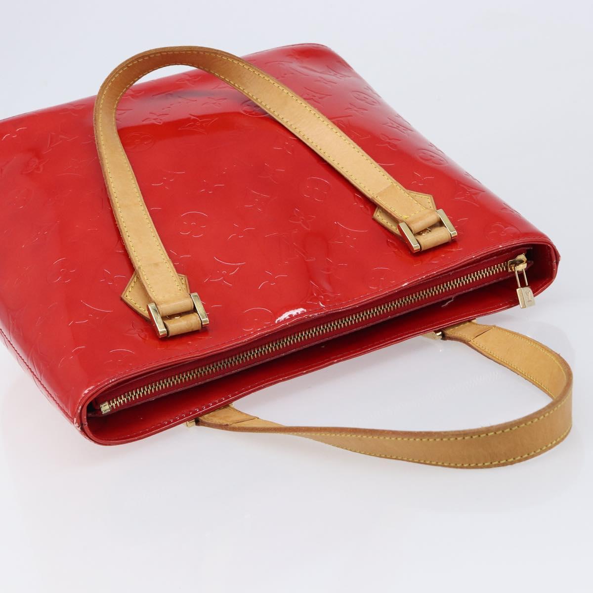 LOUIS VUITTON Monogram Vernis Houston Hand Bag Red M91092 LV Auth BA17021