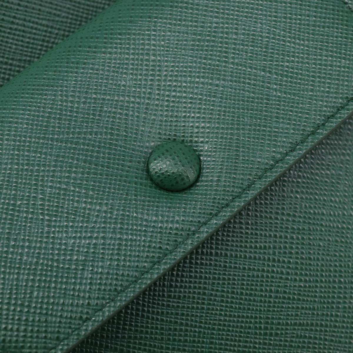 PRADA smartphone Pouch Safiano leather Green Gold Auth BA17022V