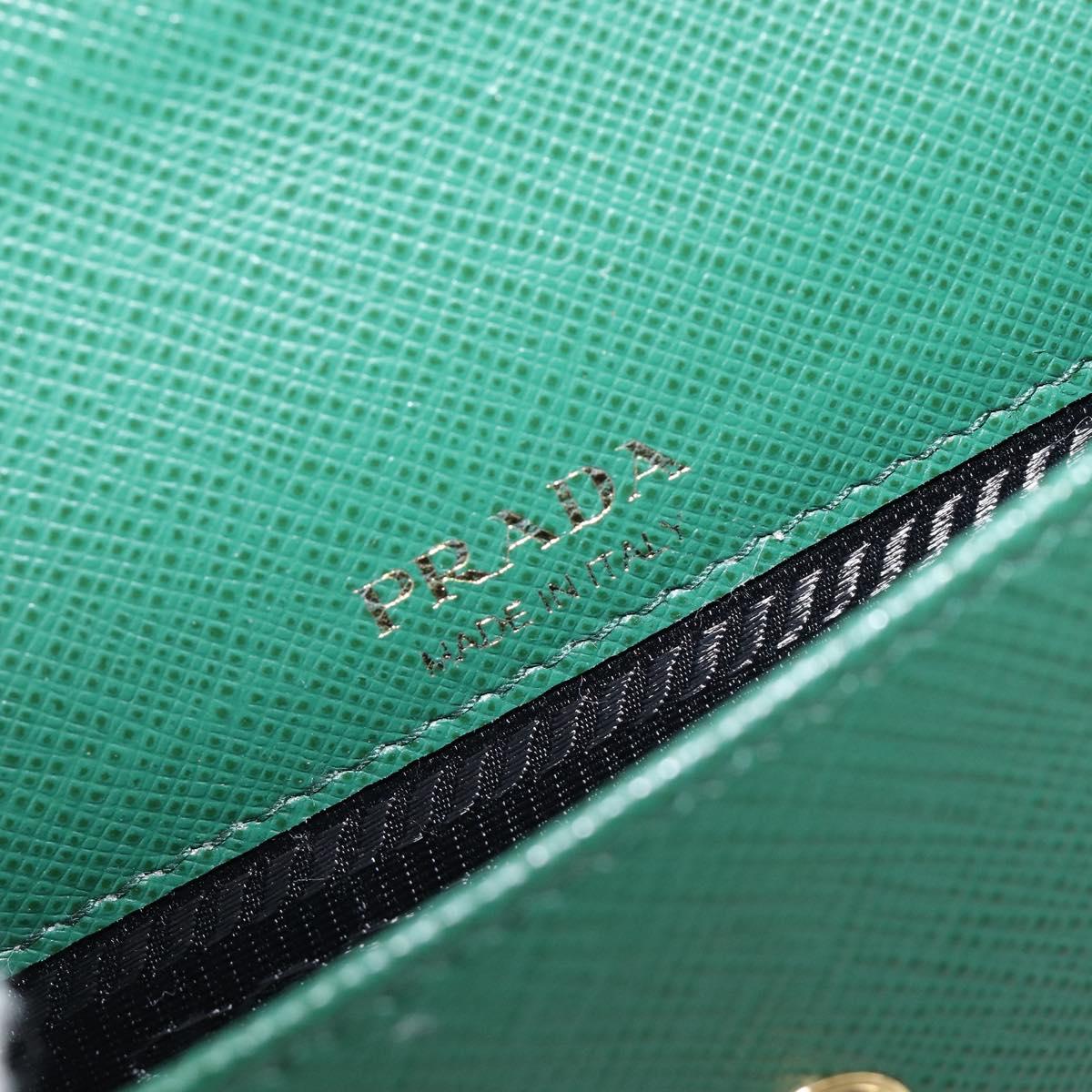 PRADA smartphone Pouch Safiano leather Green Gold Auth BA17022V