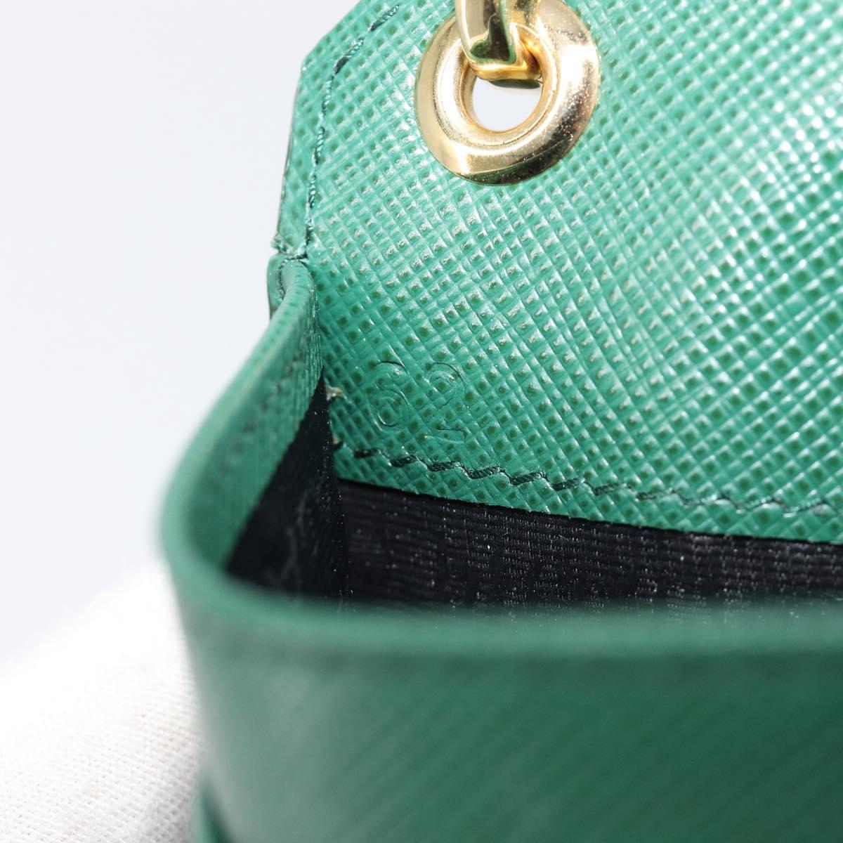PRADA smartphone Pouch Safiano leather Green Gold Auth BA17022V