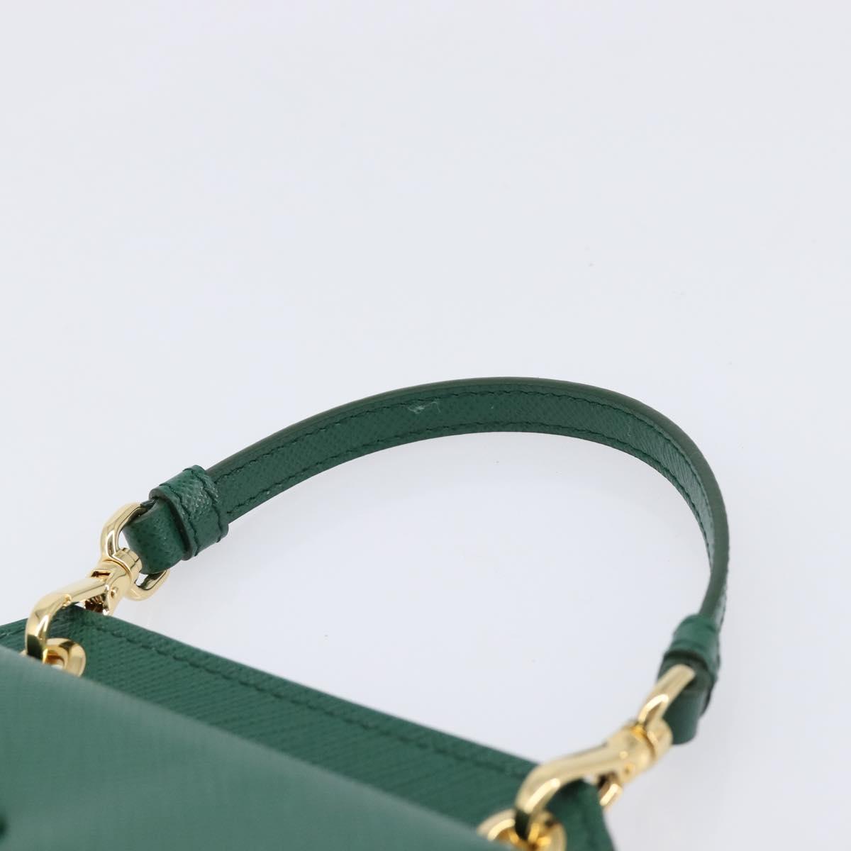 PRADA smartphone Pouch Safiano leather Green Gold Auth BA17022V