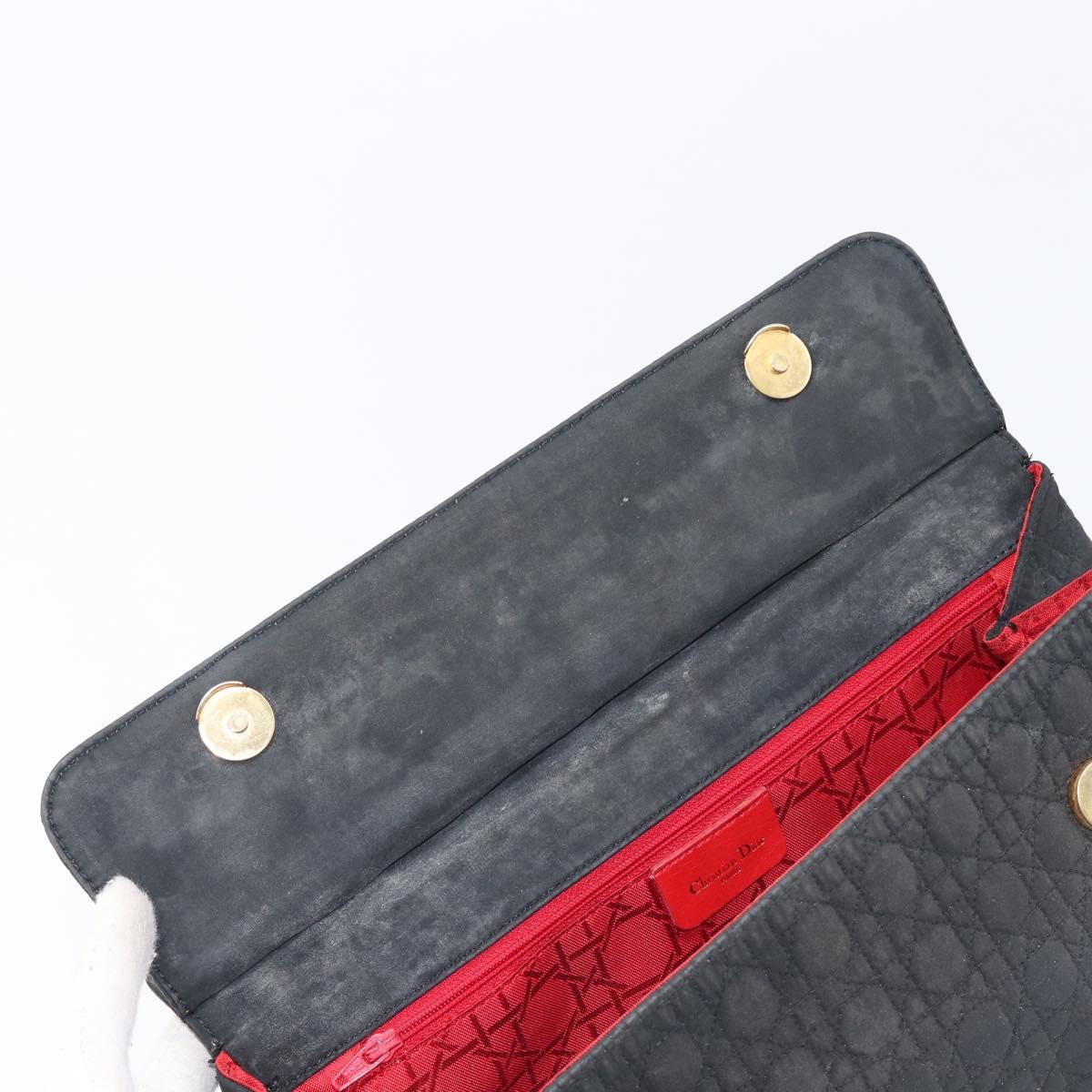 Christian Dior Canage Shoulder Bag Canvas Black Gold Auth BA17023