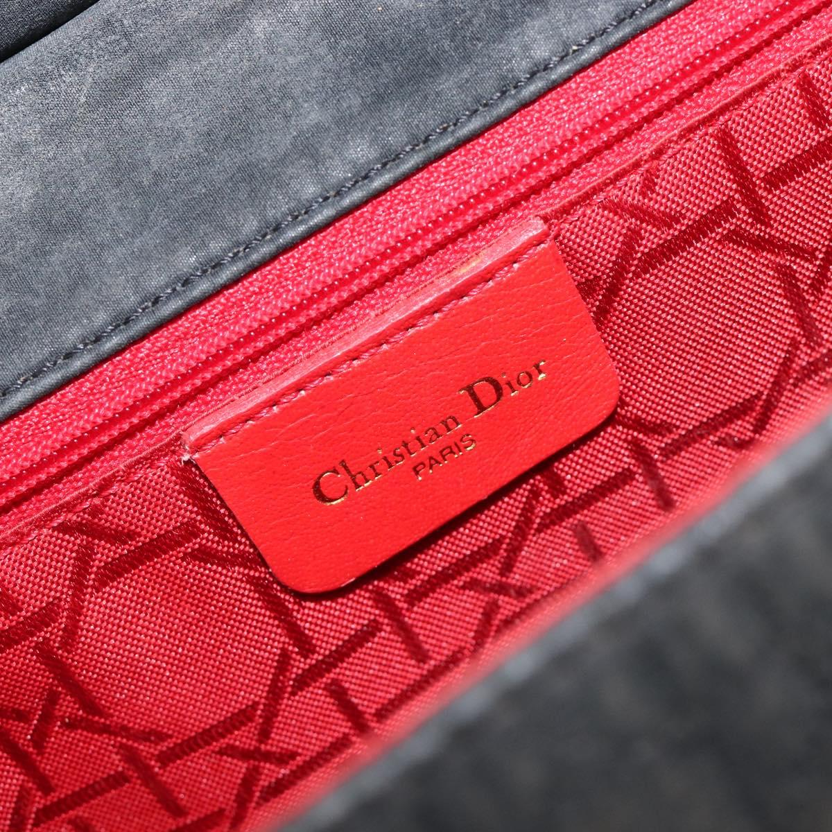Christian Dior Canage Shoulder Bag Canvas Black Gold Auth BA17023