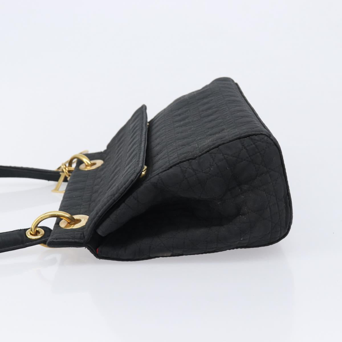 Christian Dior Canage Shoulder Bag Canvas Black Gold Auth BA17023