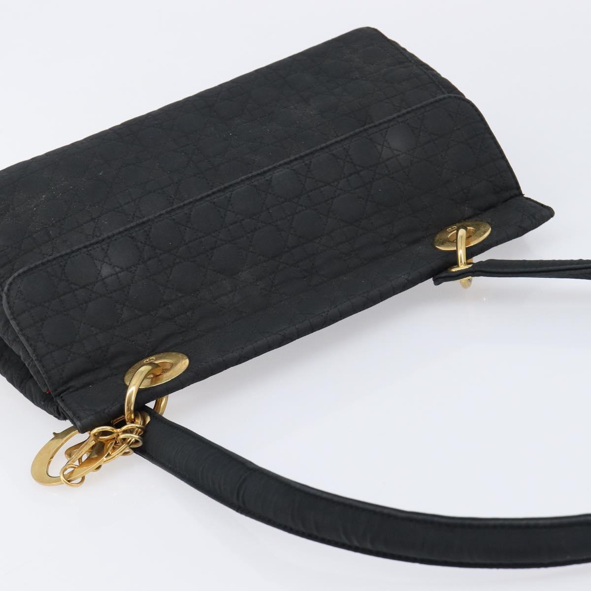 Christian Dior Canage Shoulder Bag Canvas Black Gold Auth BA17023