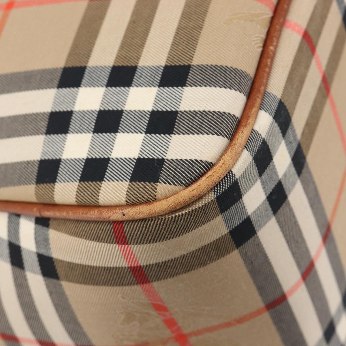 BURBERRY Nova Check Boston Bag Canvas Beige Gold Auth BA17025