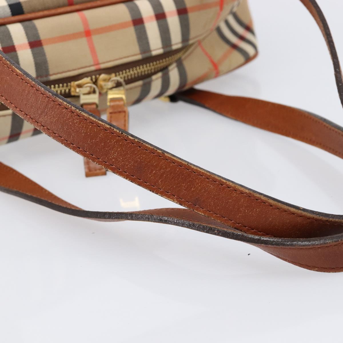 BURBERRY Nova Check Boston Bag Canvas Beige Gold Auth BA17025