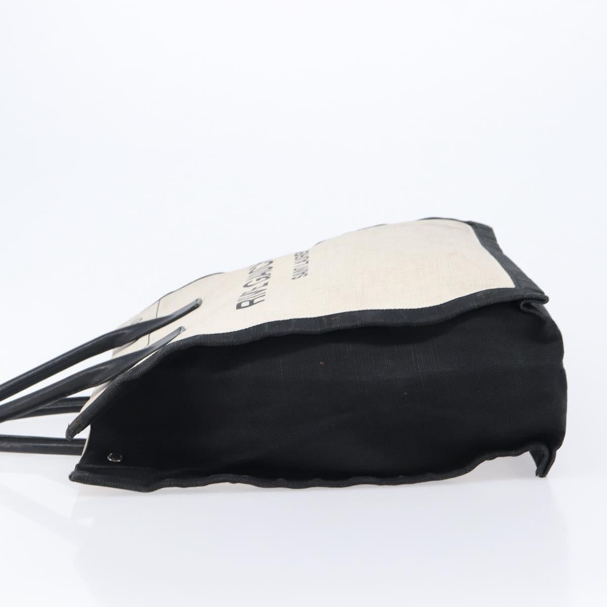 Saint Laurent Rive Gauche Tote Bag Canvas White Silver 632539 Auth BA17027