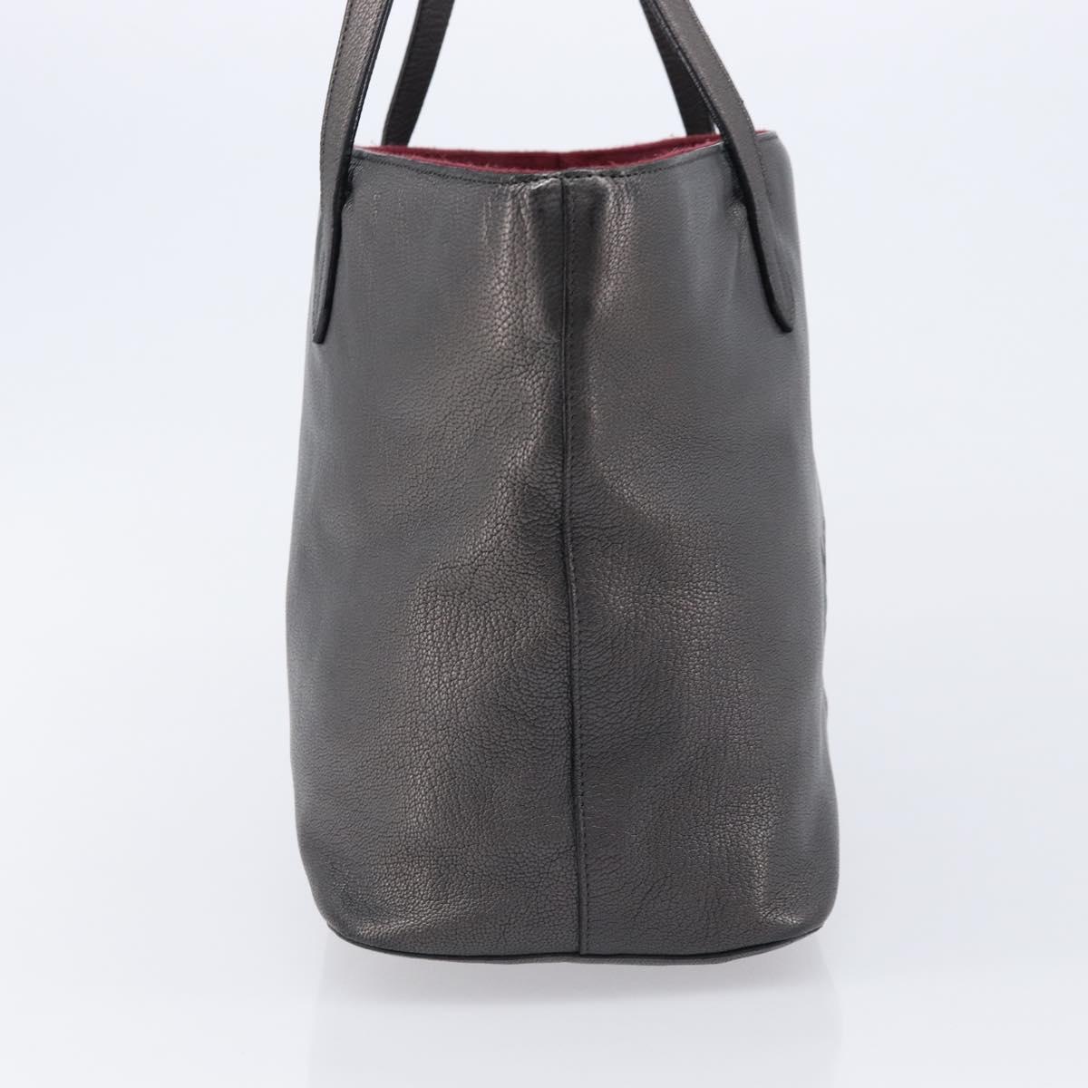 LOEWE Tote Bag Leather Dark Gray Auth BA17028