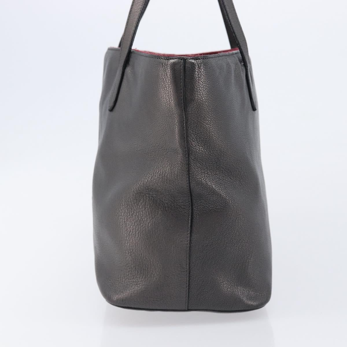 LOEWE Tote Bag Leather Dark Gray Auth BA17028