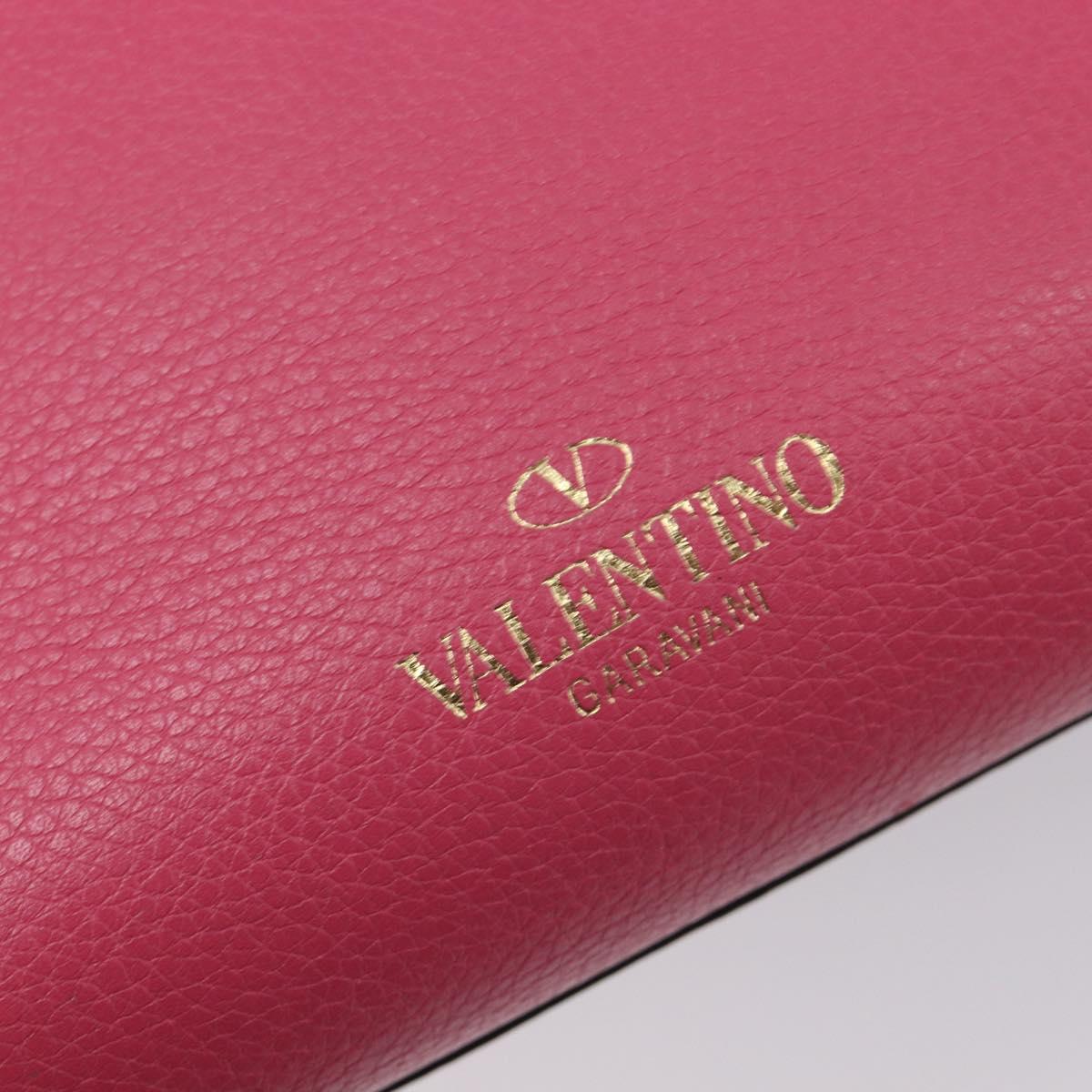 Valentino Rock Studs Hand Bag Leather Pink Gold Auth BA17029