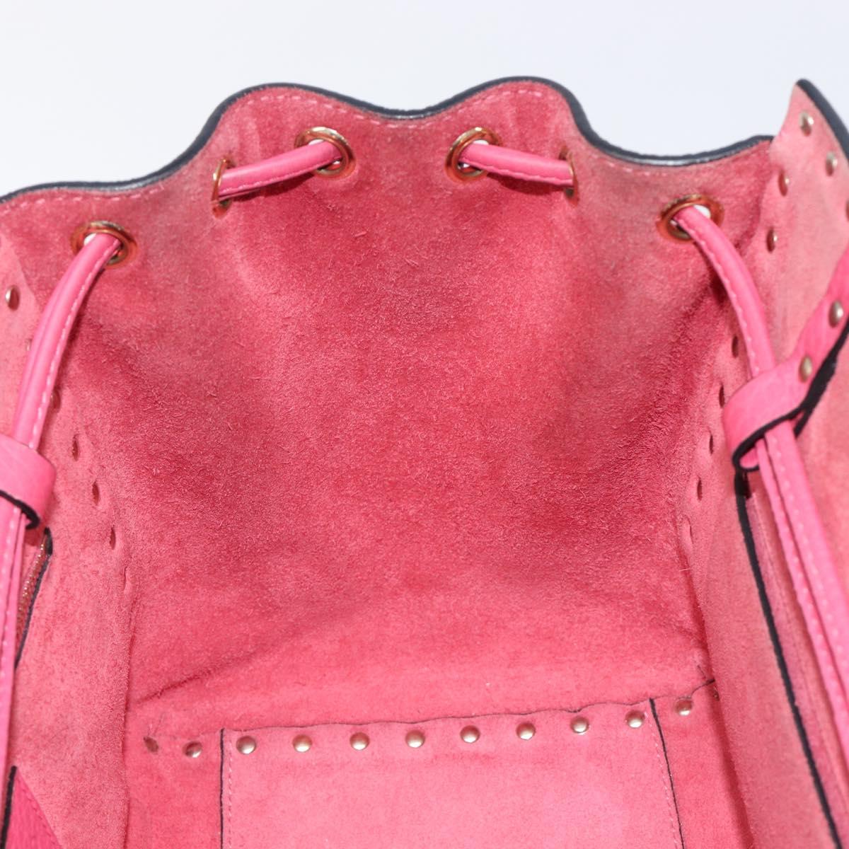 Valentino Rock Studs Hand Bag Leather Pink Gold Auth BA17029
