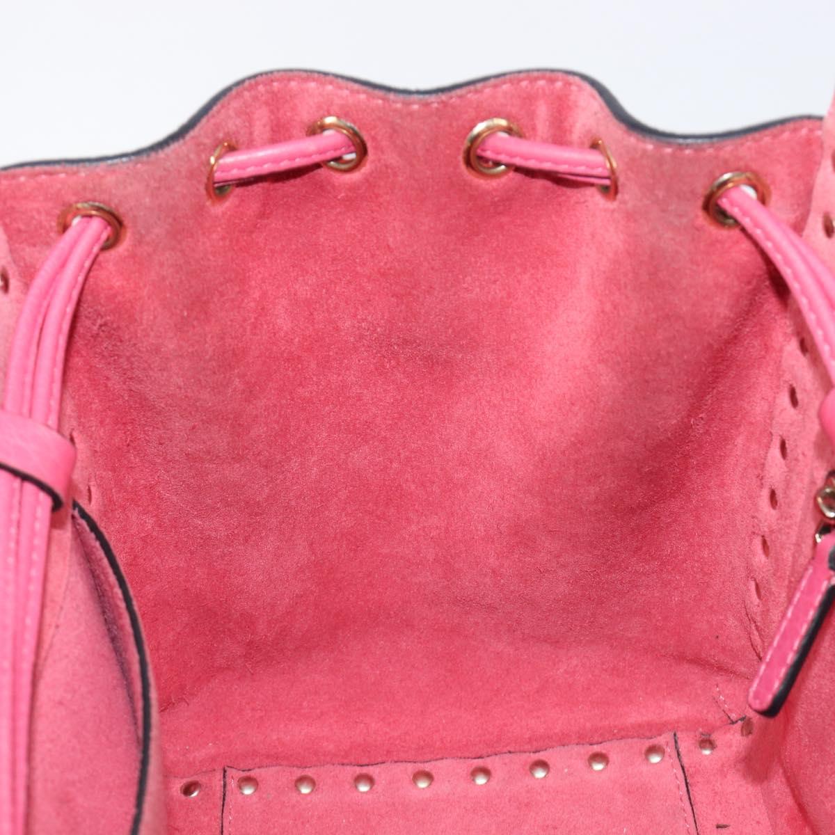 Valentino Rock Studs Hand Bag Leather Pink Gold Auth BA17029