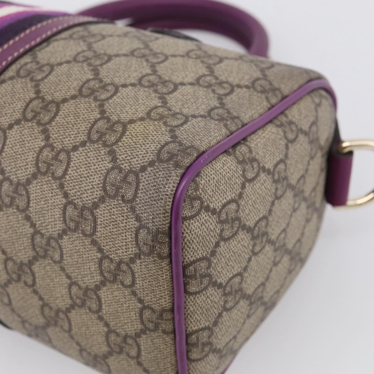 GUCCI GG Supreme Sherry Line Hand Bag PVC Beige Gold 190257 Auth BA17032