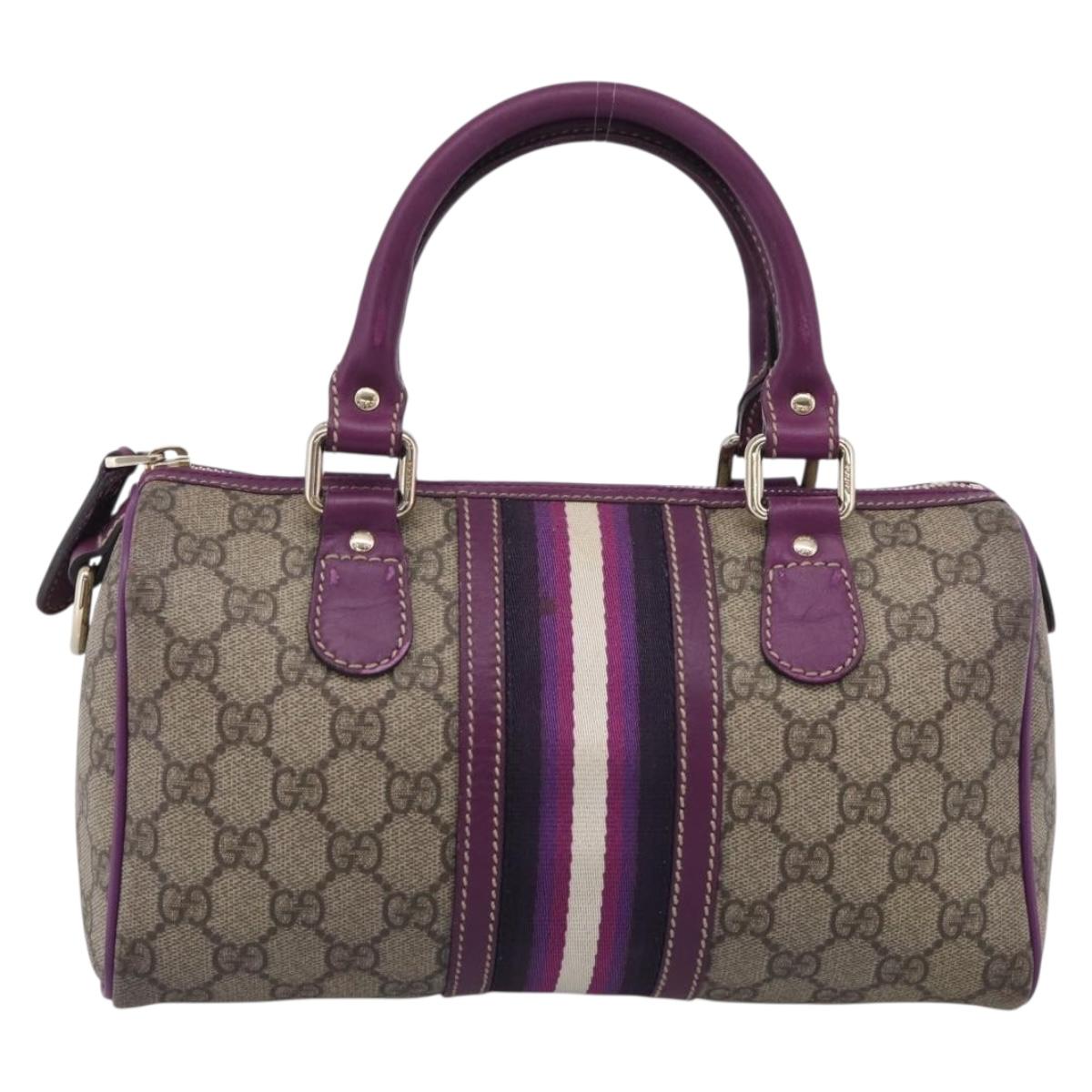 GUCCI GG Supreme Sherry Line Hand Bag PVC Beige Gold 190257 Auth BA17032