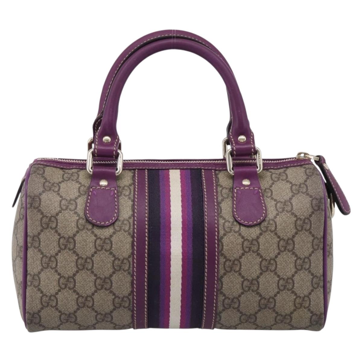GUCCI GG Supreme Sherry Line Hand Bag PVC Beige Gold 190257 Auth BA17032