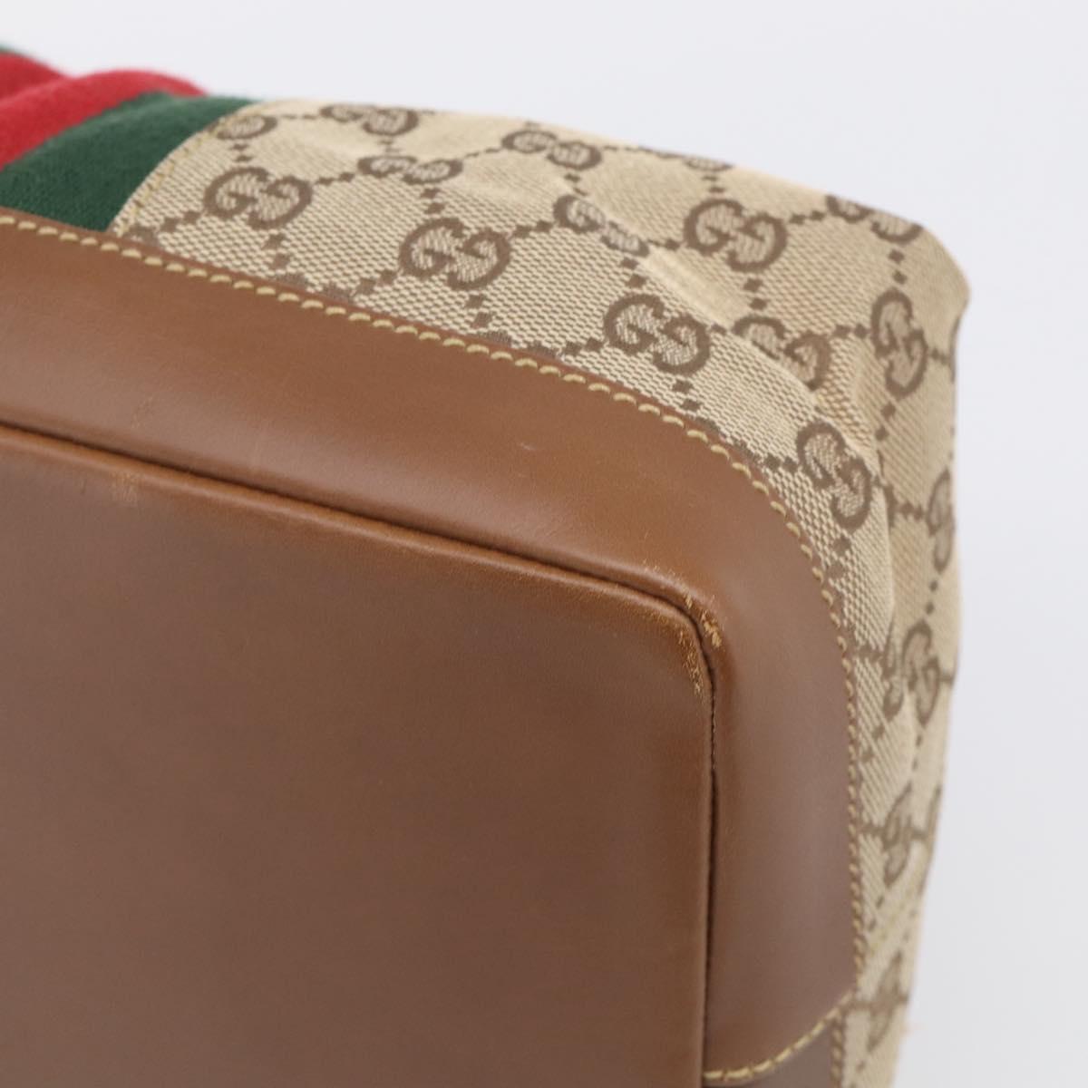 GUCCI GG Canvas Web Sherry Line Hand Bag Beige 2123 014 5000 Auth BA17034A