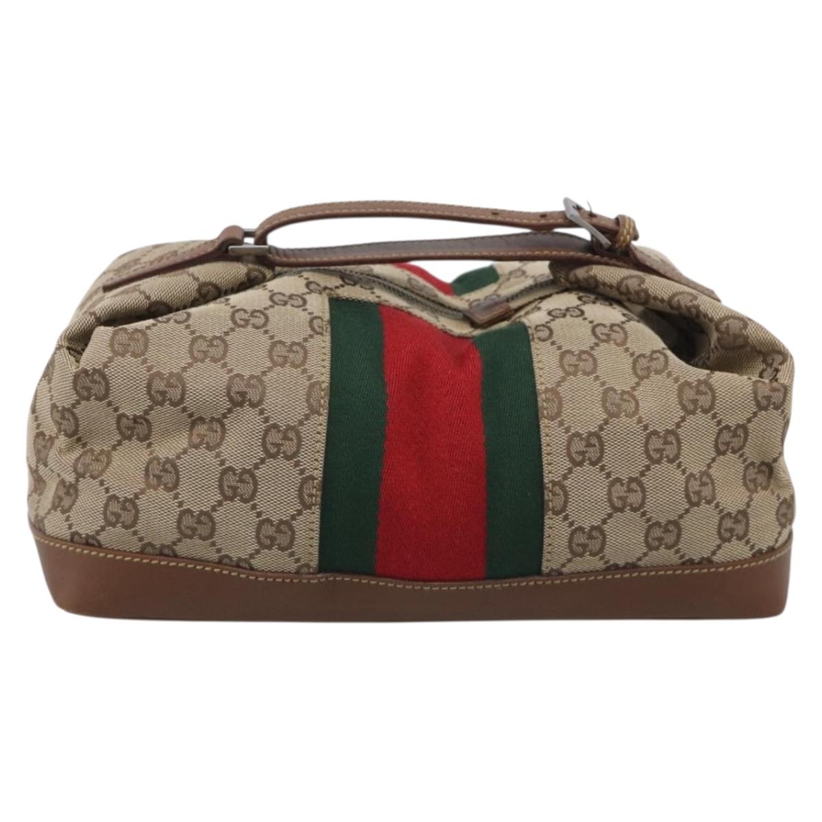 GUCCI GG Canvas Web Sherry Line Hand Bag Beige 2123 014 5000 Auth BA17034A