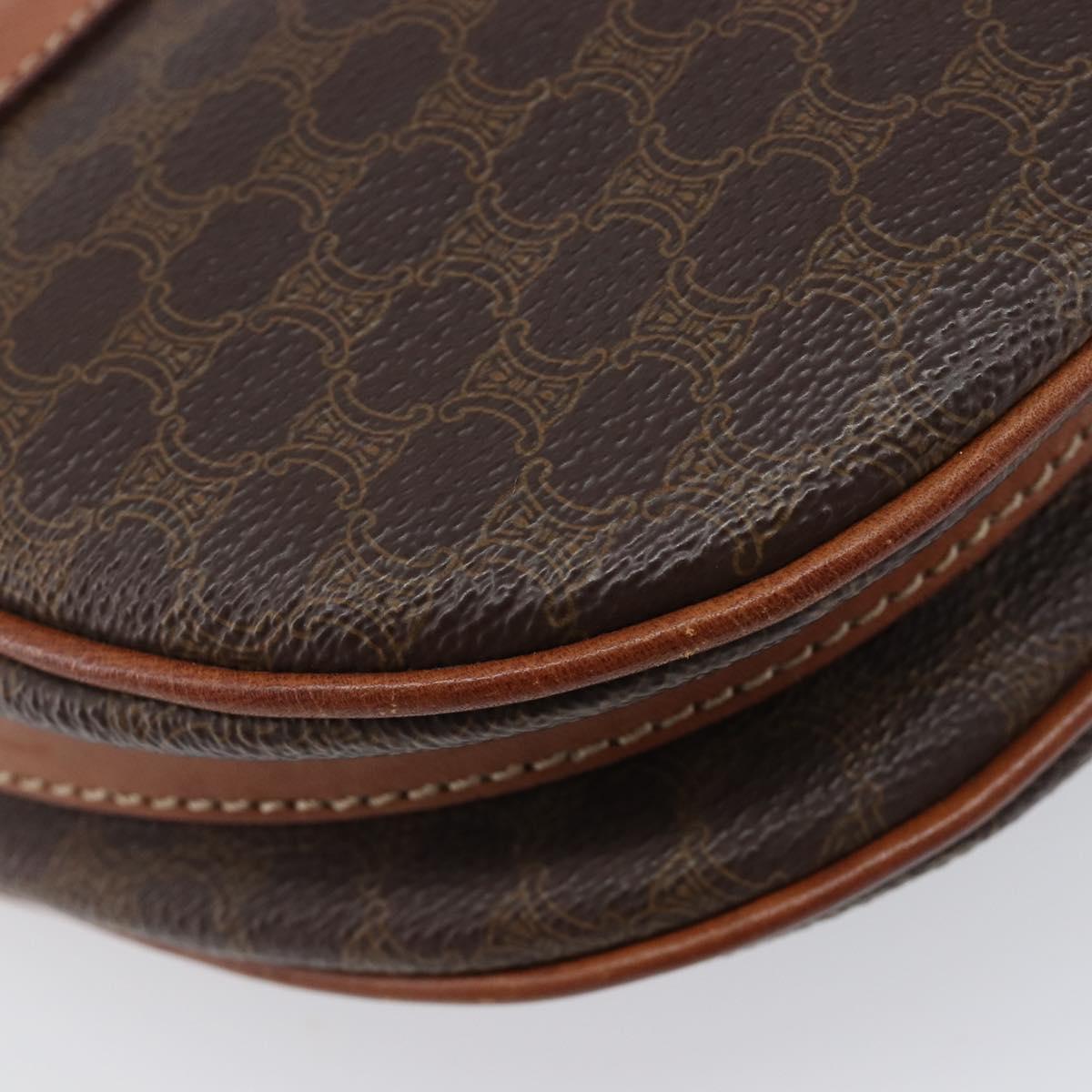 CELINE Macadam Shoulder Bag PVC Brown Gold Auth BA17035A