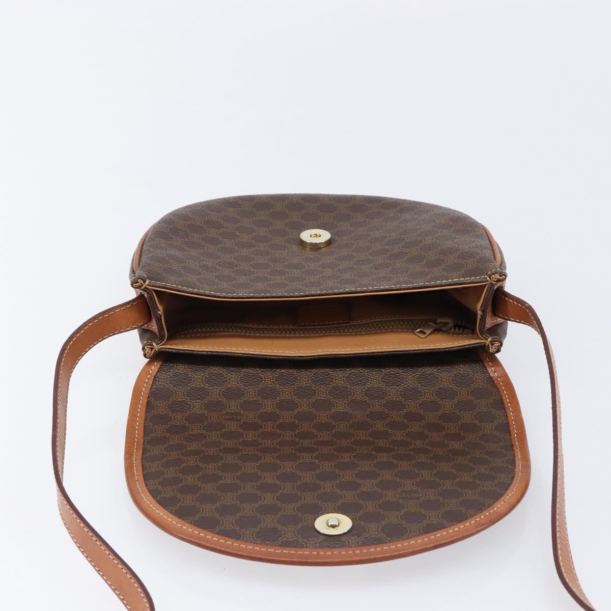 CELINE Macadam Shoulder Bag PVC Brown Gold Auth BA17035A