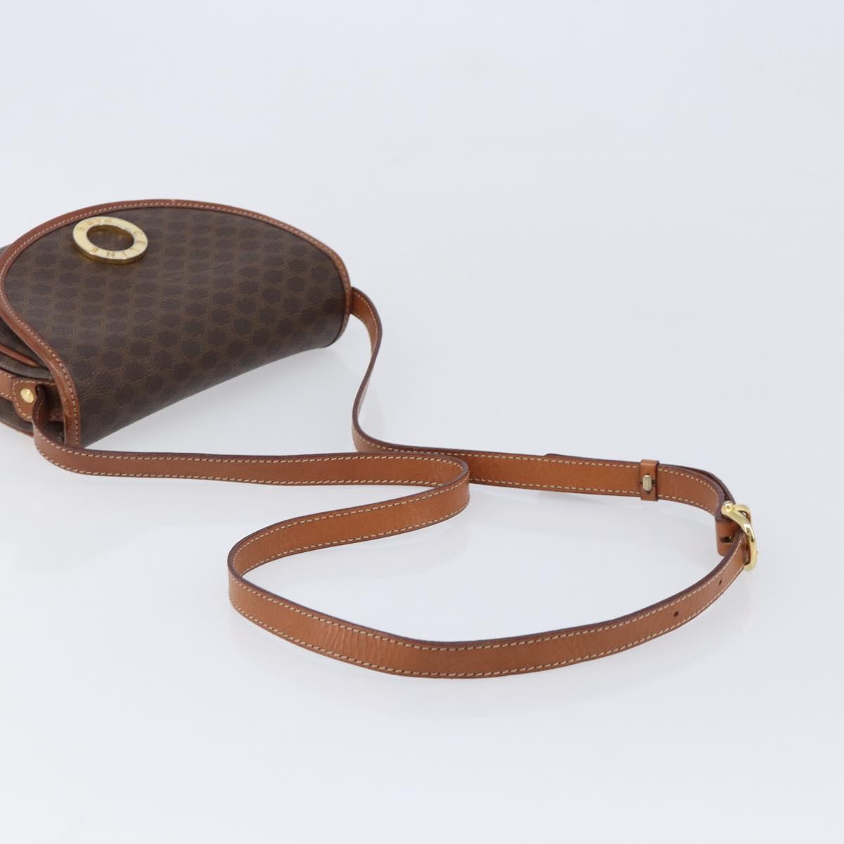 CELINE Macadam Shoulder Bag PVC Brown Gold Auth BA17035A