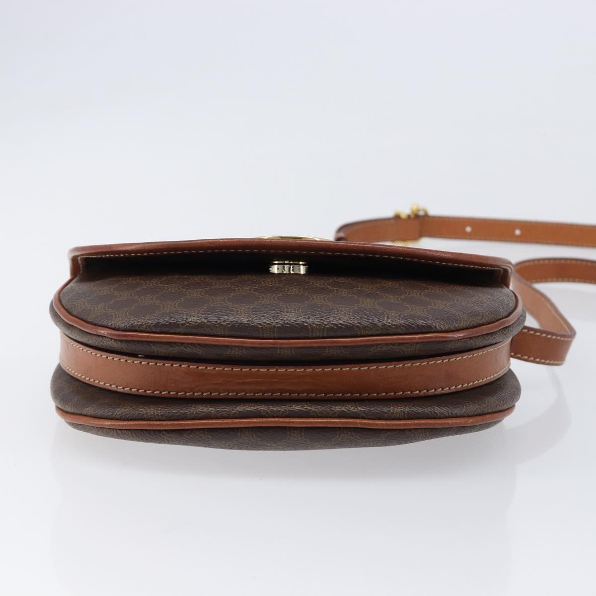 CELINE Macadam Shoulder Bag PVC Brown Gold Auth BA17035A