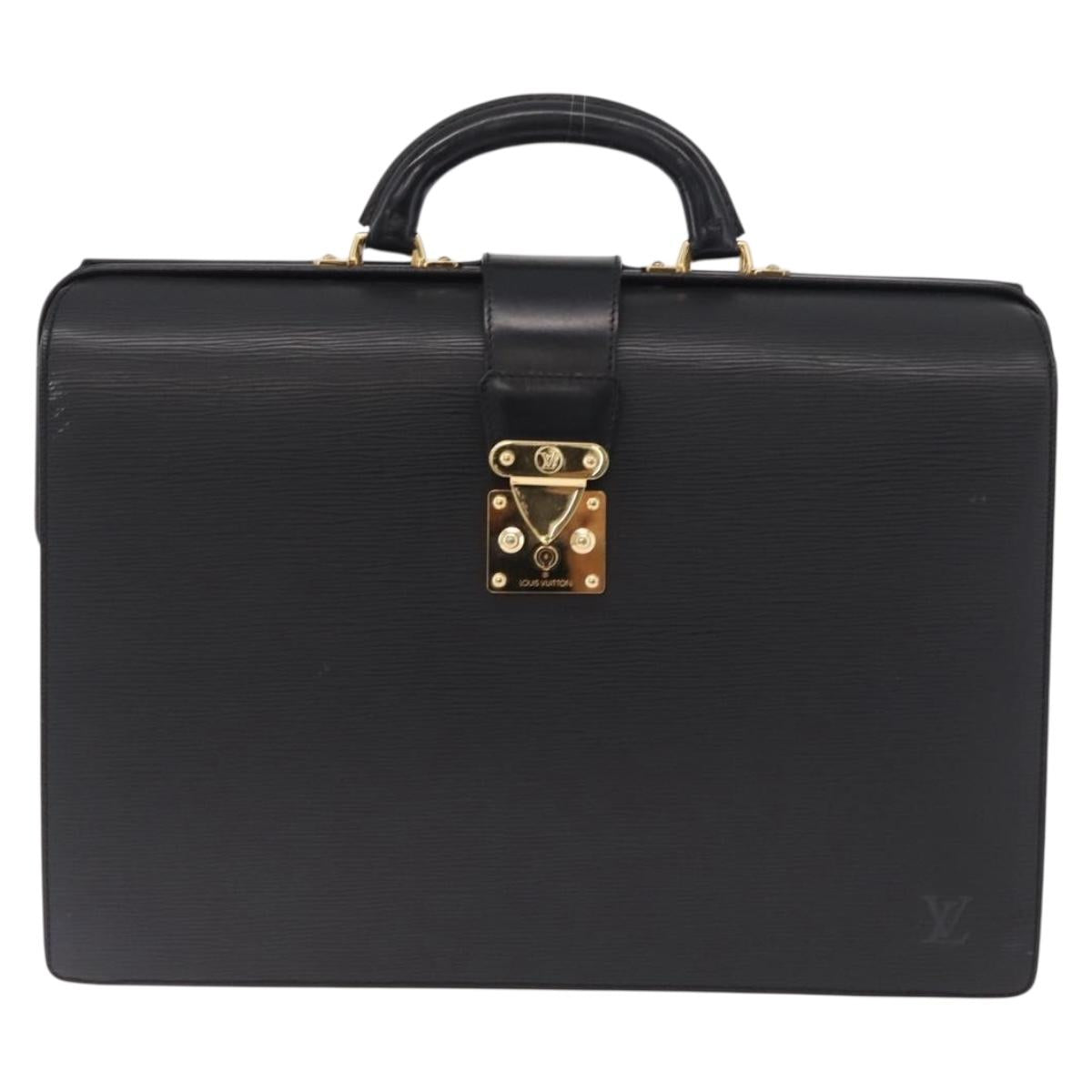 LOUIS VUITTON Epi Serviette Fermoir Business Bag Black M54352 LV Auth BA17037A