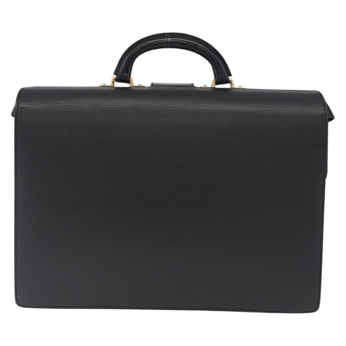 LOUIS VUITTON Epi Serviette Fermoir Business Bag Black M54352 LV Auth BA17037A