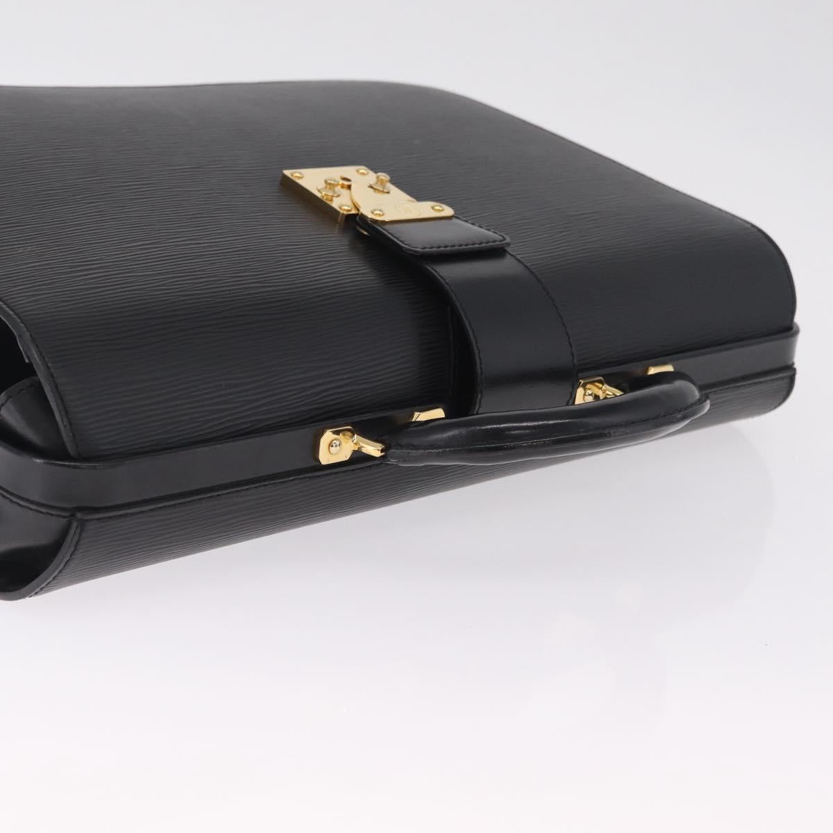 LOUIS VUITTON Epi Serviette Fermoir Business Bag Black M54352 LV Auth BA17037A