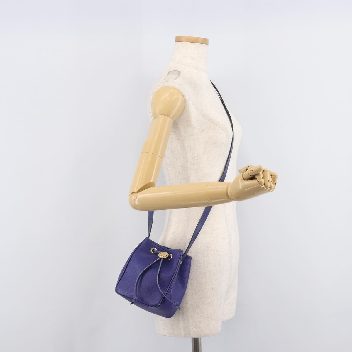Christian Dior Shoulder Bag Leather Purple Gold Auth BA17038