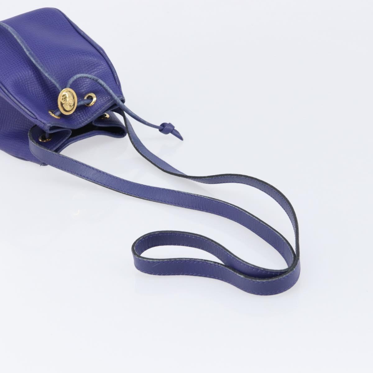 Christian Dior Shoulder Bag Leather Purple Gold Auth BA17038