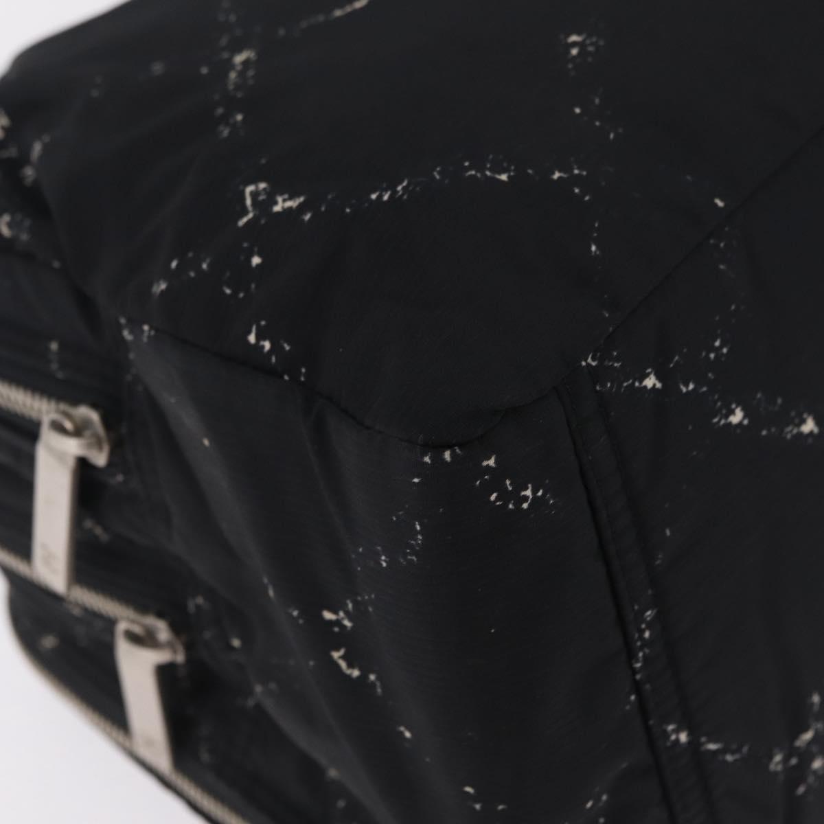 CHANEL Travel Line Hand Bag Nylon Black Silver CC Auth BA17042