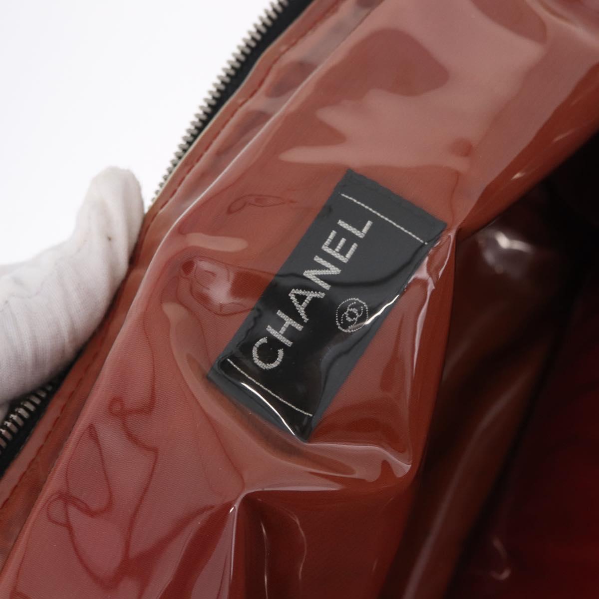 CHANEL Travel Line Hand Bag Nylon Black Silver CC Auth BA17042