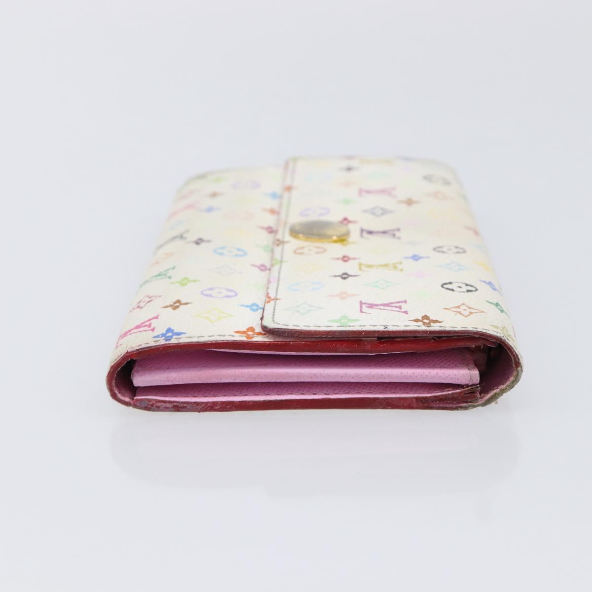 LOUIS VUITTON Long Wallet 2 Set White Red LV Auth BA17044