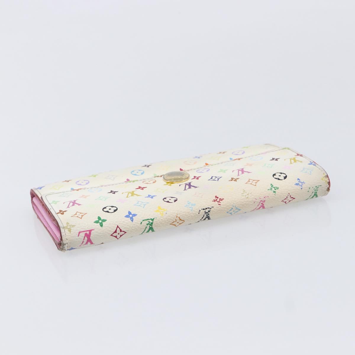 LOUIS VUITTON Long Wallet 2 Set White Red LV Auth BA17044