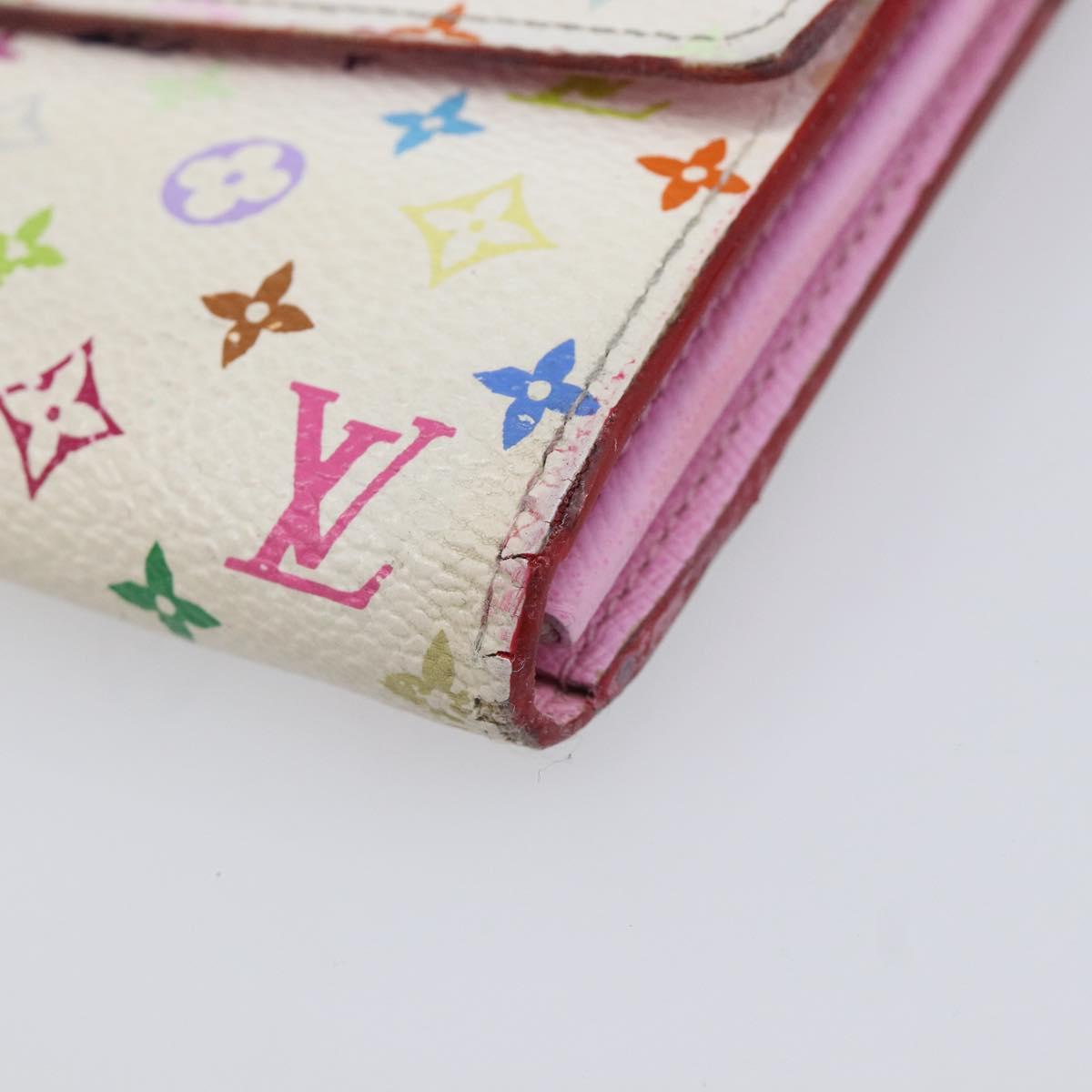 LOUIS VUITTON Long Wallet 2 Set White Red LV Auth BA17044
