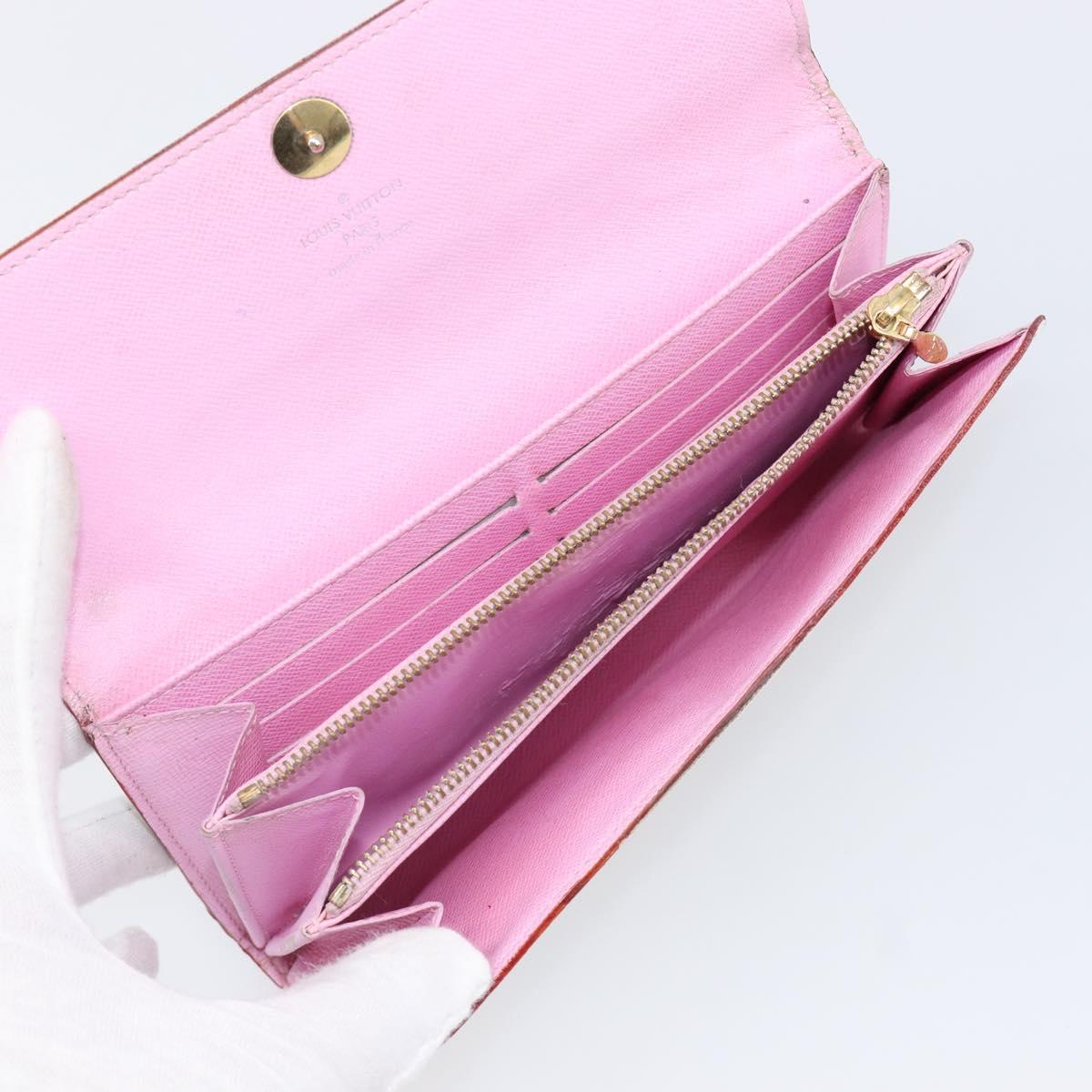 LOUIS VUITTON Long Wallet 2 Set White Red LV Auth BA17044