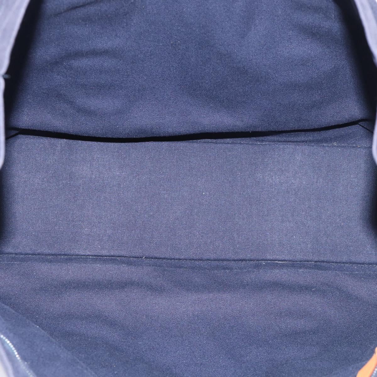 HERMES Fourre Tout MM Hand Bag Canvas Navy Silver Auth BA17045