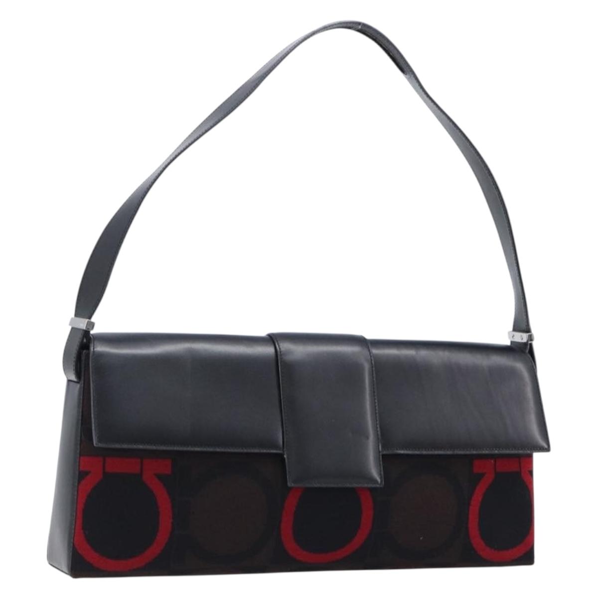 Salvatore Ferragamo Tote Bag Canvas Brown Silver Auth BA17046