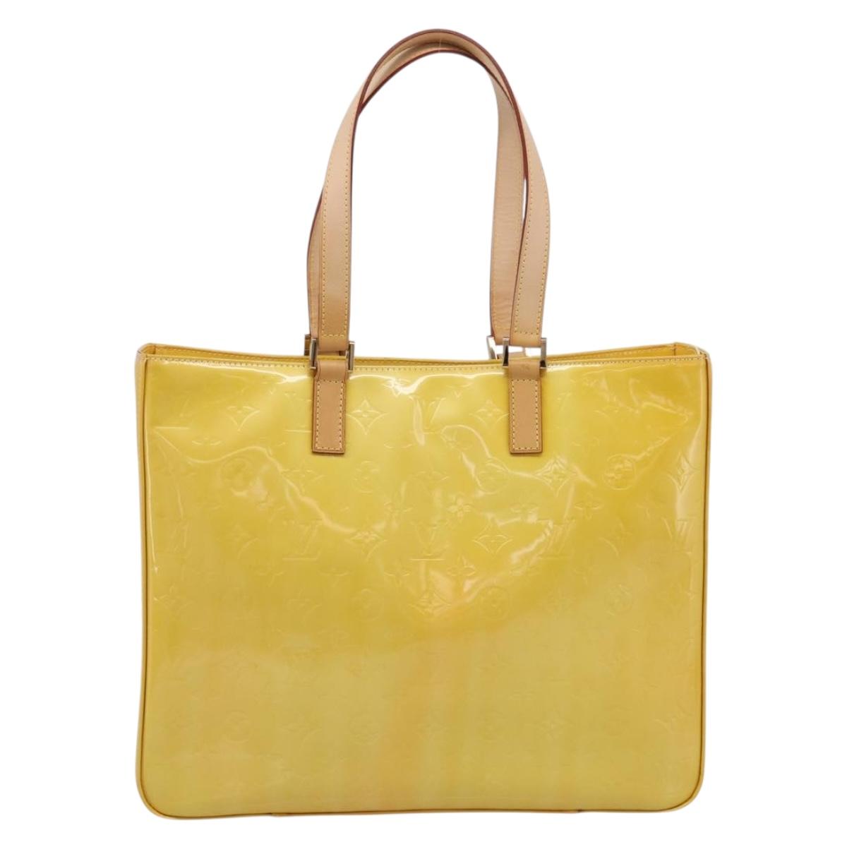 LOUIS VUITTON Monogram Vernis Columbus Tote Bag Lime Yellow M91047 Auth BA17047A