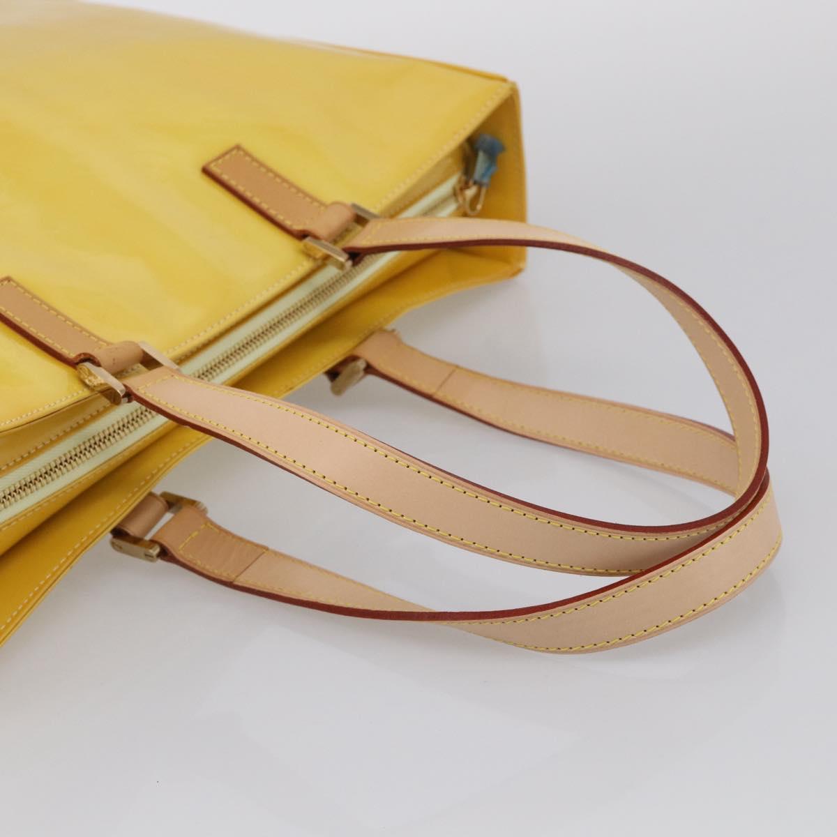 LOUIS VUITTON Monogram Vernis Columbus Tote Bag Lime Yellow M91047 Auth BA17047A