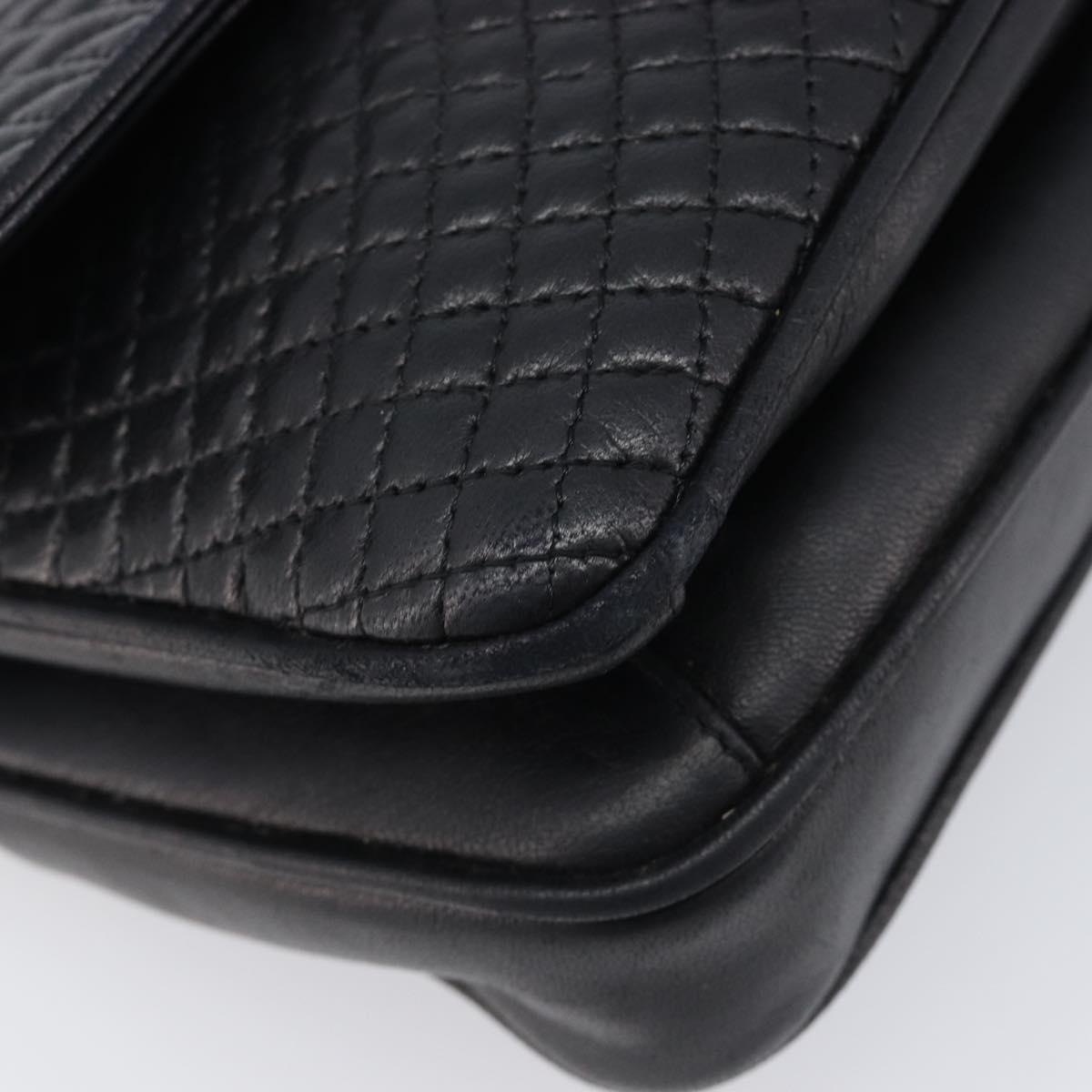Bally Chain Shoulder Bag Leather Black Gold Auth BA17048