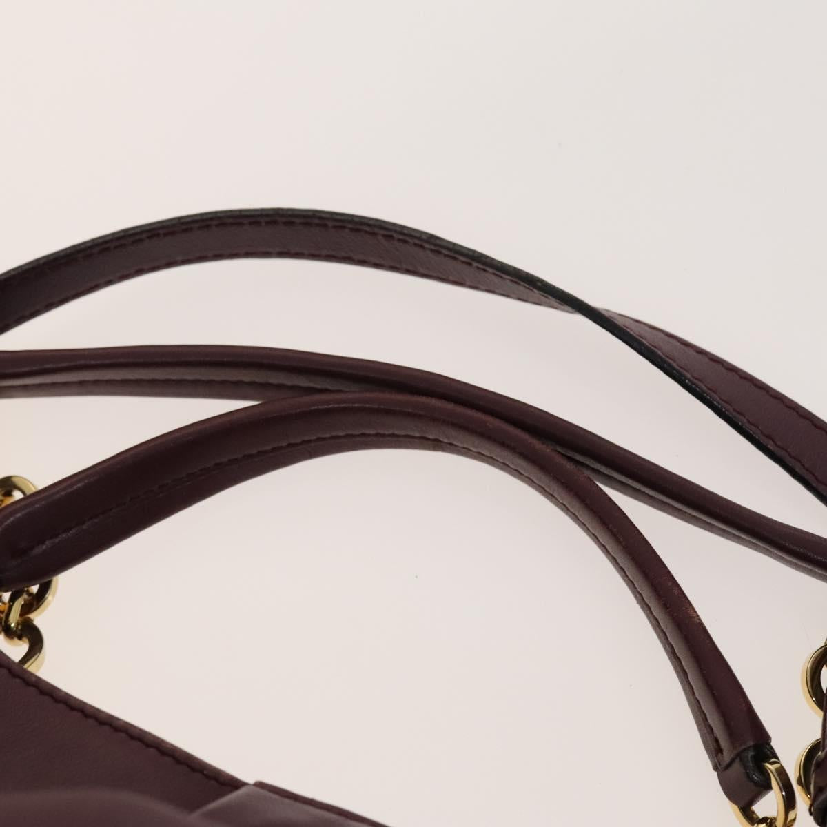 Salvatore Ferragamo Gancini Chain Hand Bag Leather 2way Purple Gold Auth BA1705