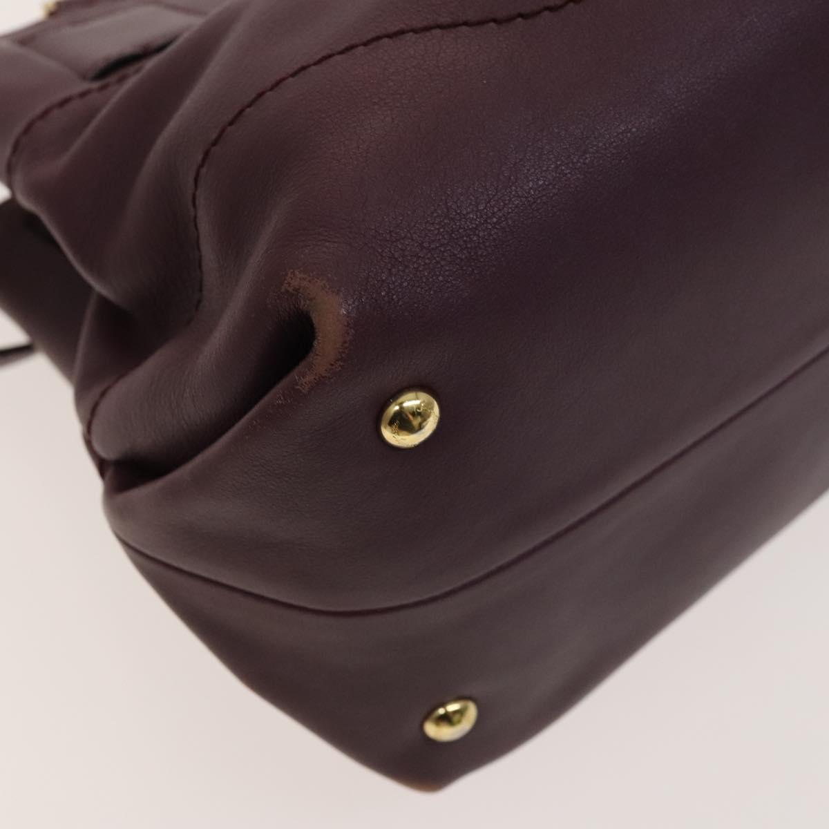 Salvatore Ferragamo Gancini Chain Hand Bag Leather 2way Purple Gold Auth BA1705