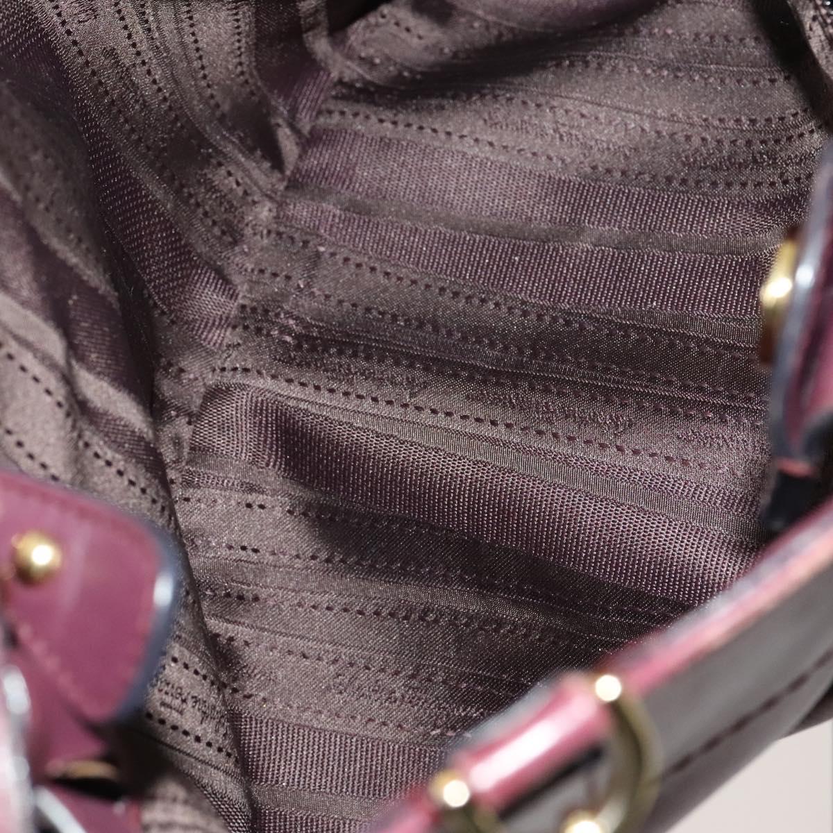 Salvatore Ferragamo Gancini Chain Hand Bag Leather 2way Purple Gold Auth BA1705