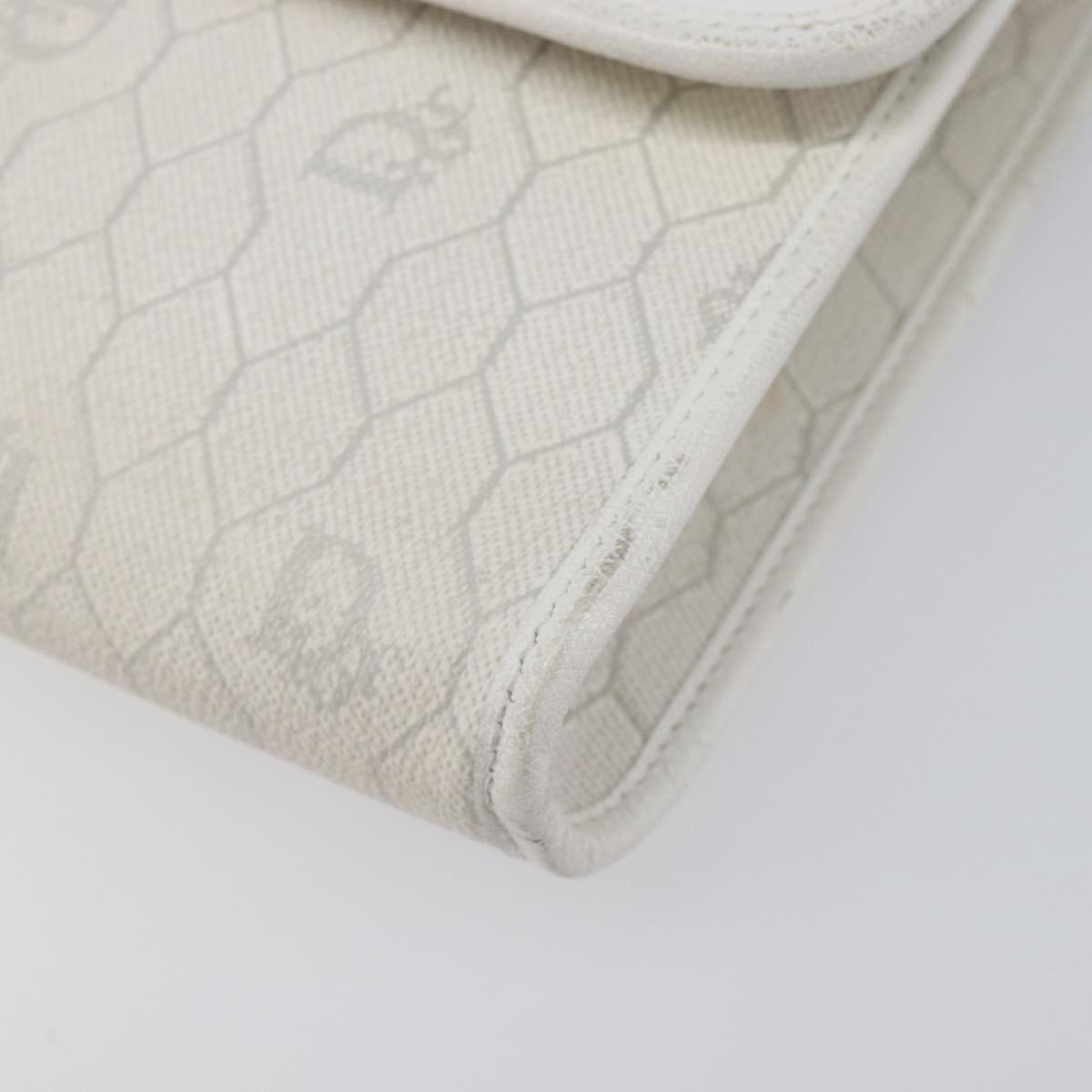 Christian Dior Honeycomb Chain Shoulder Bag PVC White Gold Auth BA17050