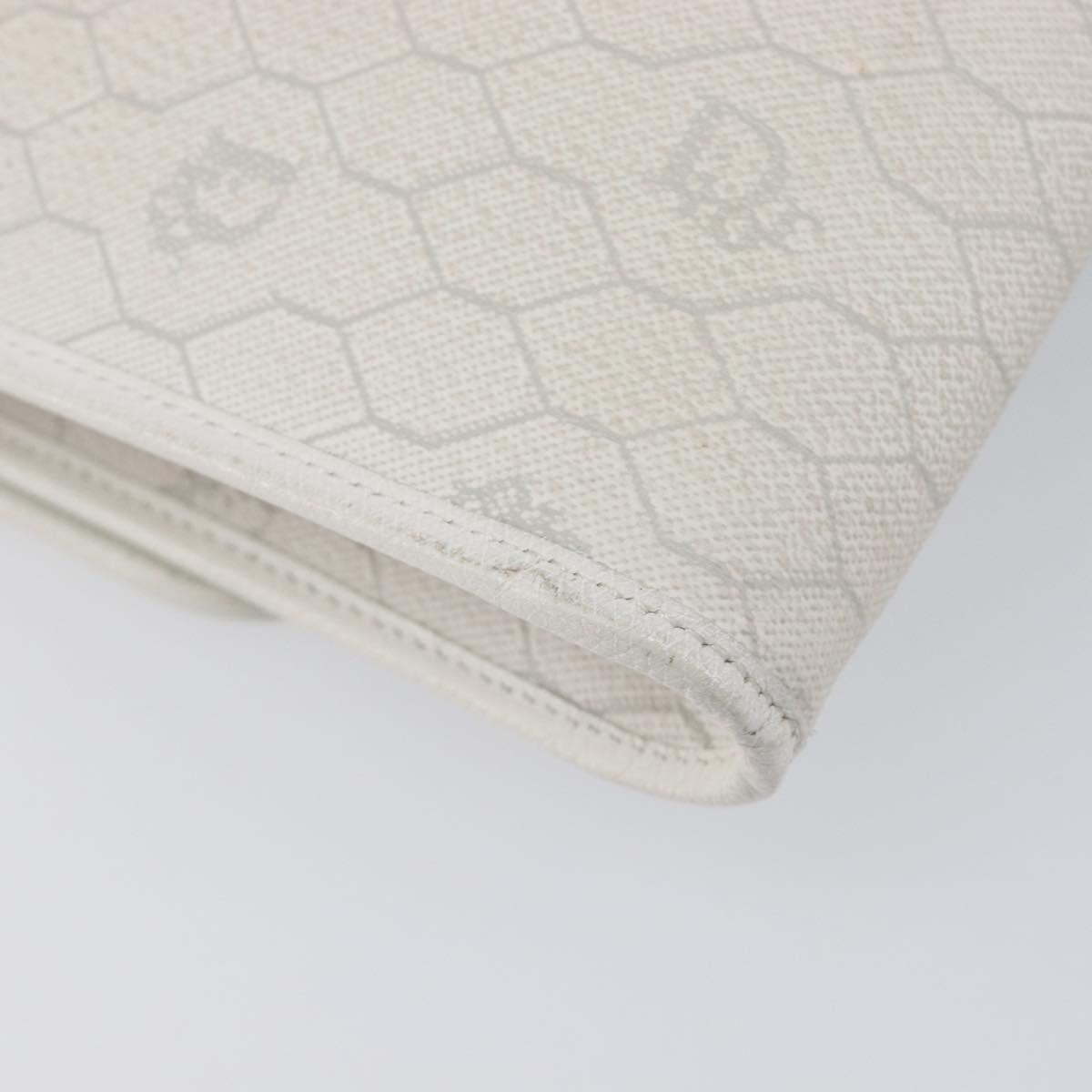 Christian Dior Honeycomb Chain Shoulder Bag PVC White Gold Auth BA17050
